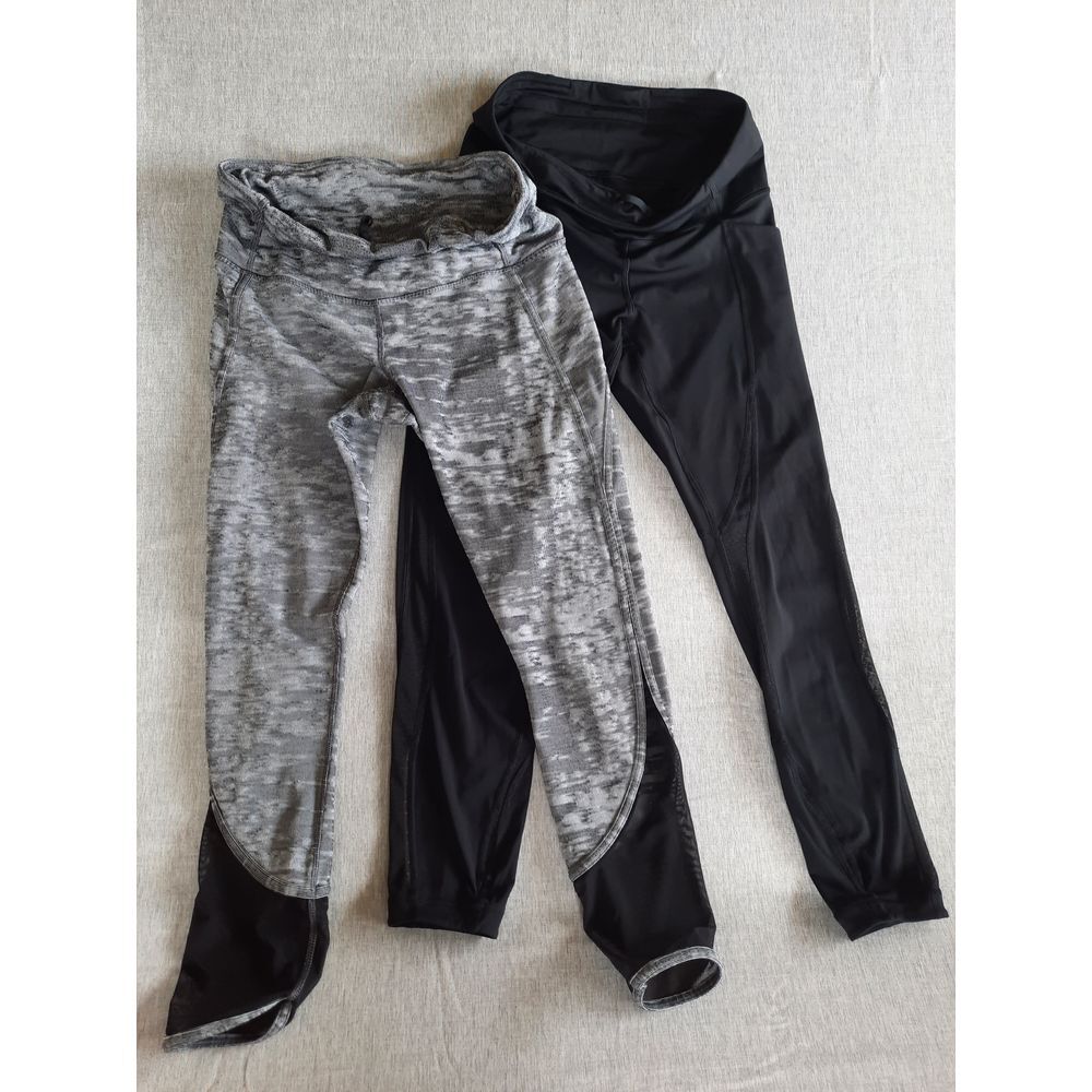 Lululemon Women's 2 Of 6 Active Mesh Black/Gray Ankle Pants With Inside‎ Pockets